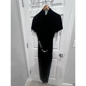 Vintage 80s/90's Victoria Stephens Black Goth Velour Velvet Jumpsuit 14
